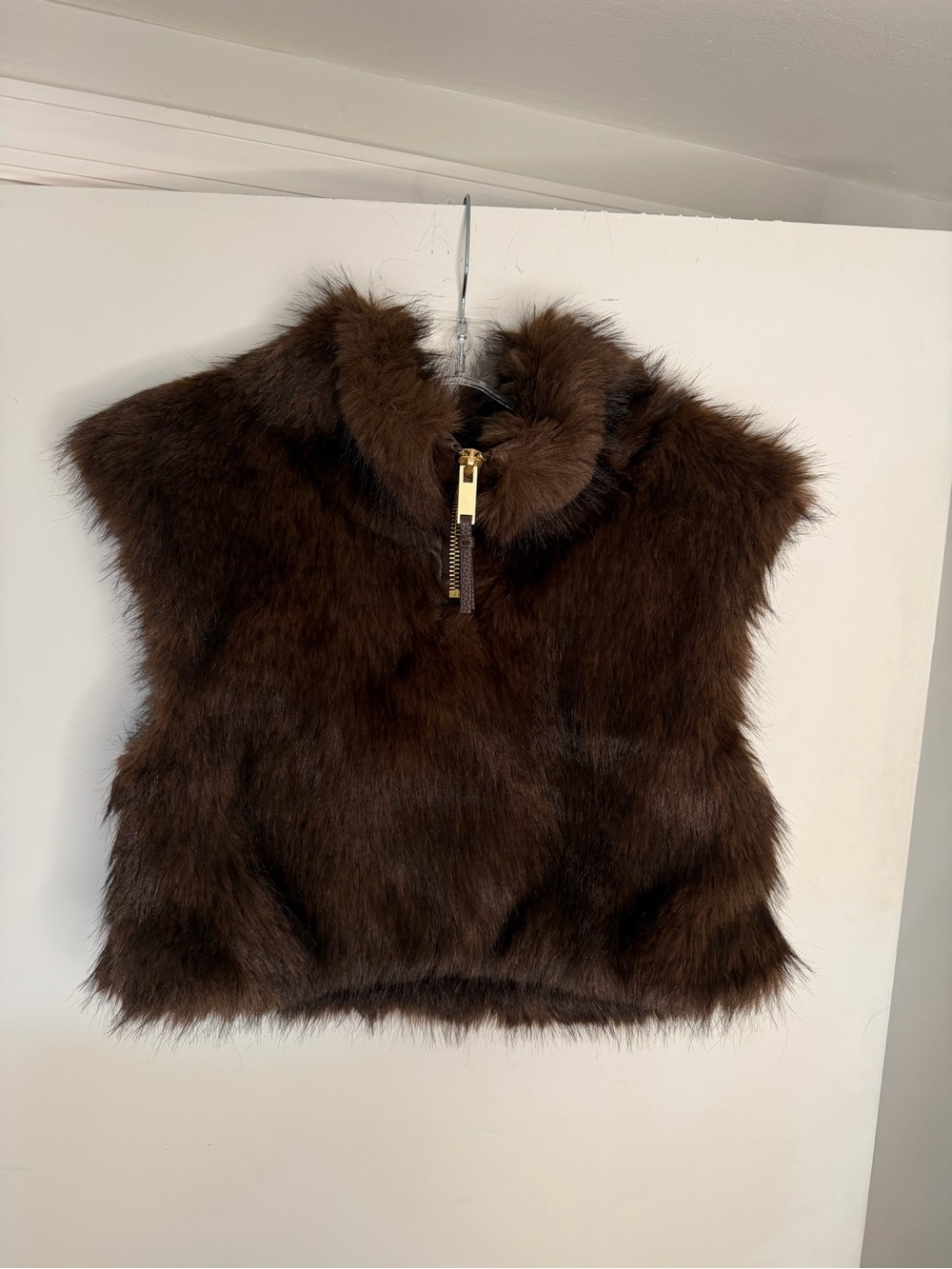 Manière De Voir Brown Faux Fur Zip-Front Vest